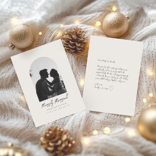 Minimal Arch Foto Elegant Neu verheiratet Feiertagskarte
