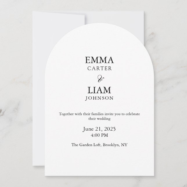 Minimal Arch Wedding Invitation Editable Elegant Einladung (Vorderseite)