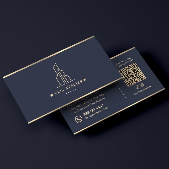 Minimal Architecture Studio Dunkelblaue Architekti Visitenkarte (Minimal Architecture Studio Dark Navy Architect Business Card
)