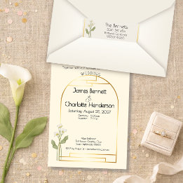 Minimal Art Nouveau Gold Arch Calla Lily Wedding