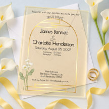 Minimal Art Nouveau Gold Arch Lily Wedding Yellow