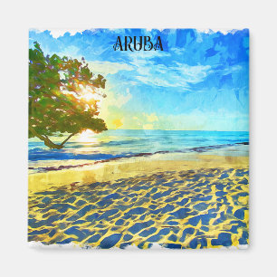 Minimal Aruba Caribbean Island Beach Landschaft Magnet
