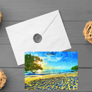 Minimal Aruba Caribbean Island Beach Landschaft Postkarte