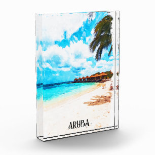 Minimal Aruba Karibik Urlaub Fotoblock