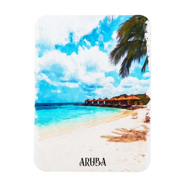 Minimal Aruba Karibik Urlaub Magnet (Vertikal)