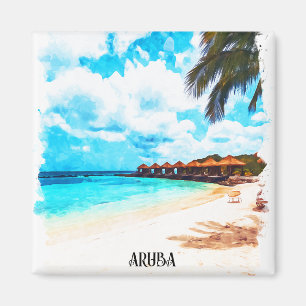 Minimal Aruba Karibik Urlaub Magnet