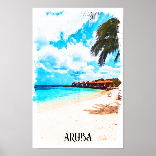 Minimal Aruba Karibik Urlaub Poster (Vorne)