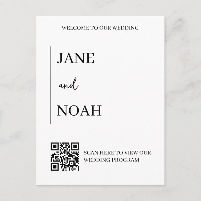 Minimal ästhetische Hochzeiten mit QR-Code Postkarte (Vorderseite)