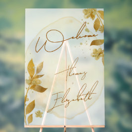 Minimal Autumn Golden Botanical Script Wedding Acrylschild