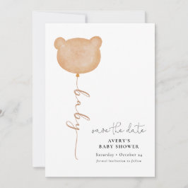 Minimal Baby Bear Balloon Save the Date Einladung
