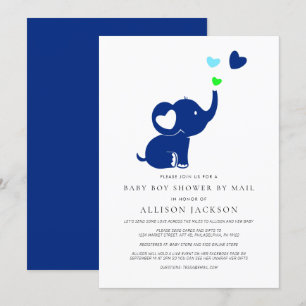 Minimal Baby Boy Dusche von Mail Blue Elephant Einladung