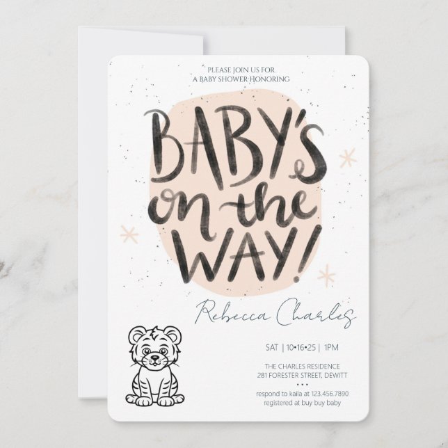 Minimal Baby Shower  Einladung (Vorderseite)