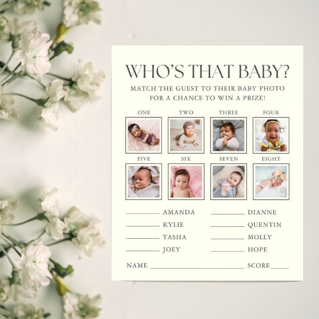 Minimal Baby Shower Guess the Baby Photo Game (Von Creator hochgeladen)