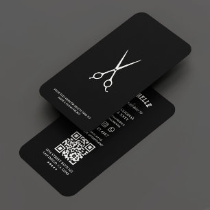 Minimal Barber Barbershop Schere Schwarz Visitenkarte