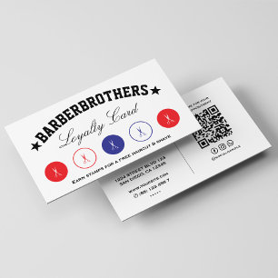 Minimal Barber Red White Blue Loyalty Scissors Visitenkarte