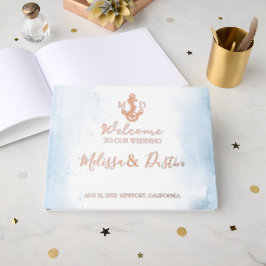 Minimal Beach Anchor Coastal Schöne Hochzeitsreise Gästebuch