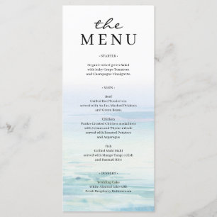 Minimal Beach Waves Wedding Menu Menükarte