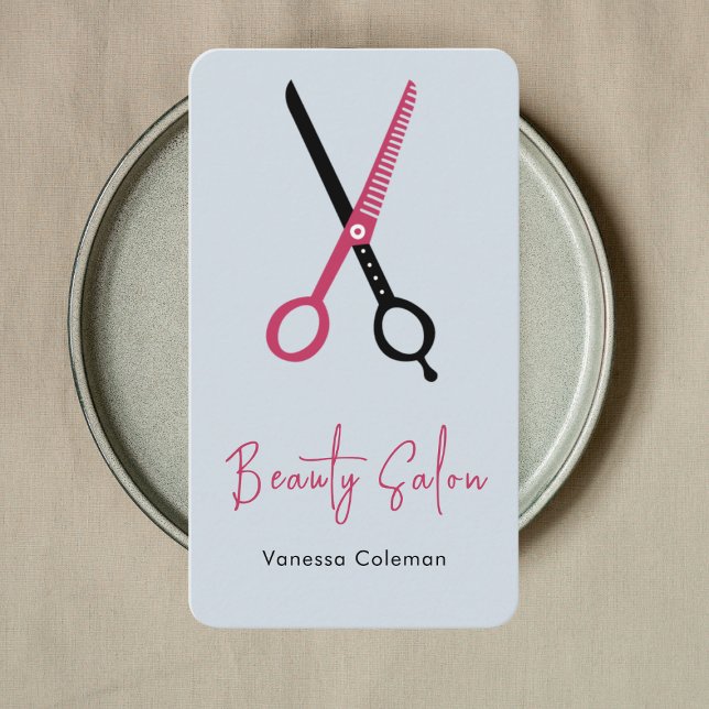 Minimal Beauty Hair Salon Pink Navy Business Card Visitenkarte (Von Creator hochgeladen)