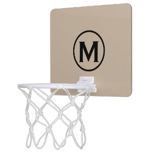 Minimal Beige Black Monogram Mini Basketball Netz
