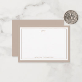 Minimal Beige Doppelgrenzenlose Moderne Monogramm Mitteilungskarte