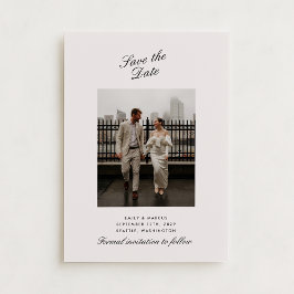 Minimal beige Foto Hochzeitskarte Save the Date Einladung