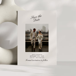 Minimal beige Foto Hochzeitskarte Save the Date Einladung