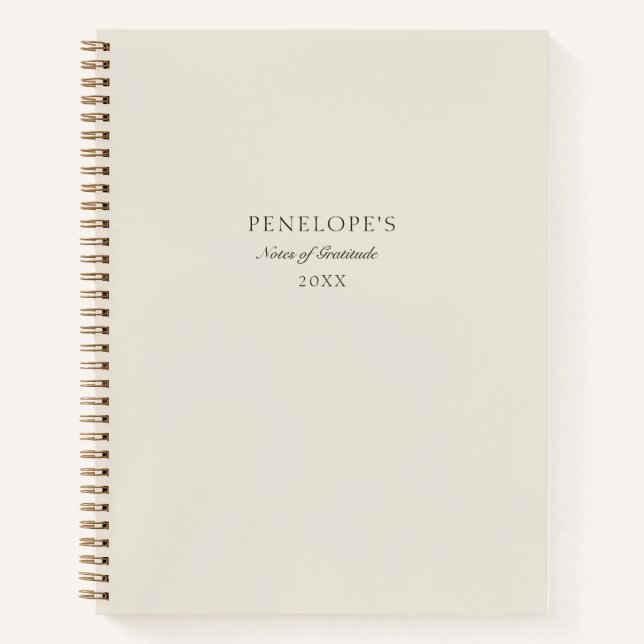 Minimal Beige Personalisiert Moderne Dankbarkeit Notizbuch (Vorderseite)