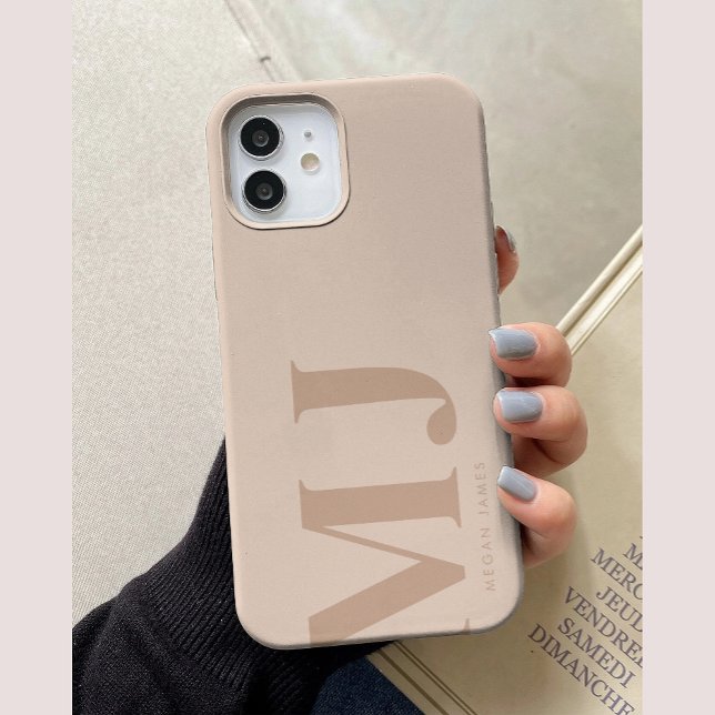Minimal Beige Personalisierte große Initialen Case-Mate iPhone Hülle (Von Creator hochgeladen)
