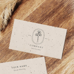 Minimal Beige Textured Florist Business Card Visitenkarte
