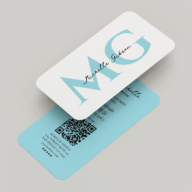 Minimal Berufliche Eiblauer Initialen Moderne Visitenkarte (Minimal Professional Egg Blue Initials Modern Business Card
)