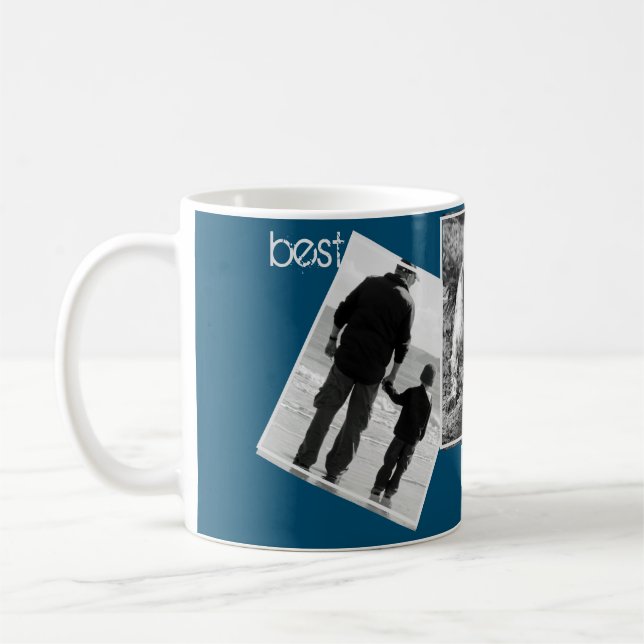 Minimal Bester Vater je Schwarz-Weiß-FotoCollage Kaffeetasse (Links)
