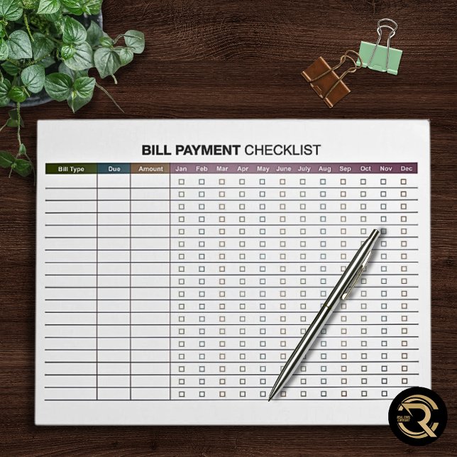 Minimal Bill Payment  Notizblock (Von Creator hochgeladen)