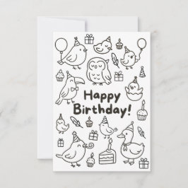 Minimal Bird Doodle Birthday Card Dankeskarte
