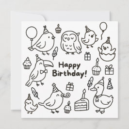 Minimal Bird Doodle Birthday Card Karte