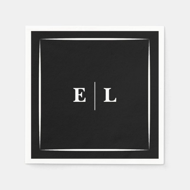 Minimal Black and White Personalized Wedding Guest Serviette (Vorderseite)