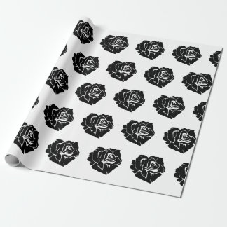 Minimal Black and White Rose Pattern Geschenkpapier