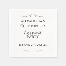 Minimal Black and White Script Engagement Party Serviette