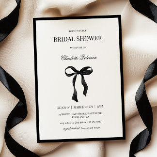 Minimal Black Bow Bridal Shower Invitation Einladung