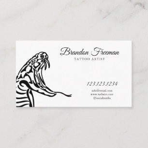 Minimal Black Cobra Linework Tattoo Artist Visitenkarte