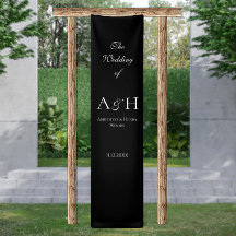 Minimal Black Fabric Wedding Welcome Banner