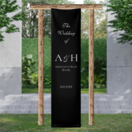 Minimal Black Fabric Wedding Welcome Banner