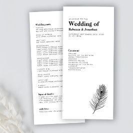 Minimal Black Feather Wedding Programm