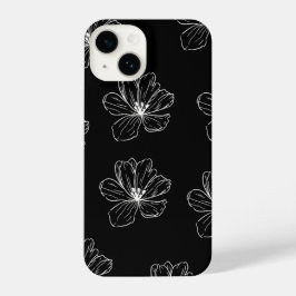 Minimal Black Floral Line Art iPhone 14 Hülle