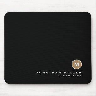 Minimal Black Gold Classic Monogramm Mousepad