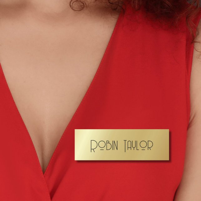 Minimal Black Gold Moderne Beruflich Namensschild (Von Creator hochgeladen)