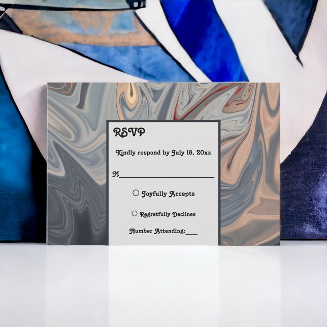 Minimal Black Gray Terracotta Abstrakte Kunst Hoch RSVP Karte (Von Creator hochgeladen)