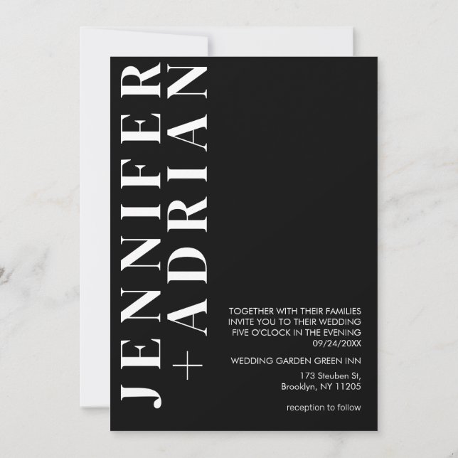 Minimal Black Hochzeit Einladungskarte Einladung (Rückseite)