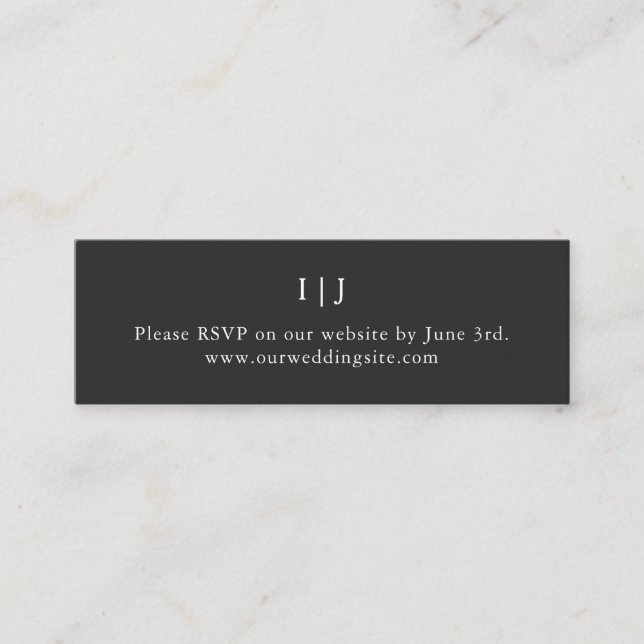 Minimal Black Mini Wedding Website Enclosure Card Mini Visitenkarte (Vorderseite)