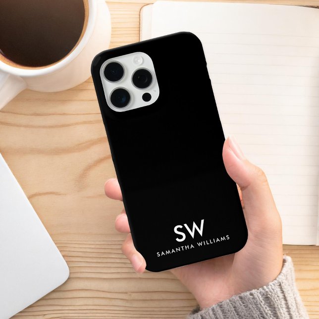 Minimal Black Modern Initial Monogram Case-Mate iPhone Hülle (Von Creator hochgeladen)