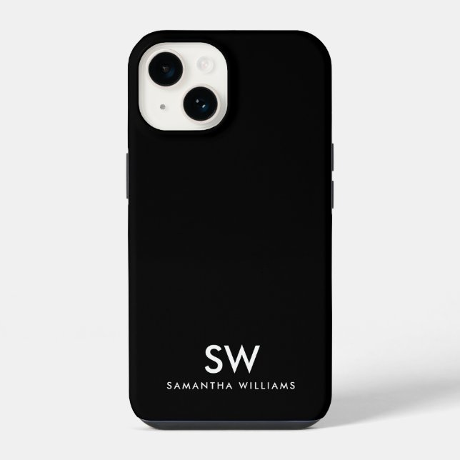 Minimal Black Modern Initial Monogram iPhone Hülle (Rückseite)